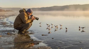 Christophe photographie les oiseaux migrateurs sur la plage d’Excenevex : voici pourquoi il vient